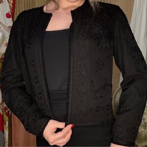 Papell Boutique Black Beaded Blazer
